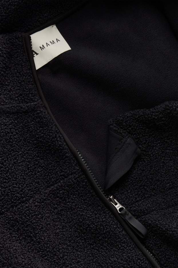 Dames - Zwangerschapsvest van fleece - met babydraagzak - zwart