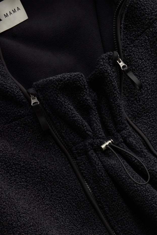 Dames - Zwangerschapsvest van fleece - met babydraagzak - zwart