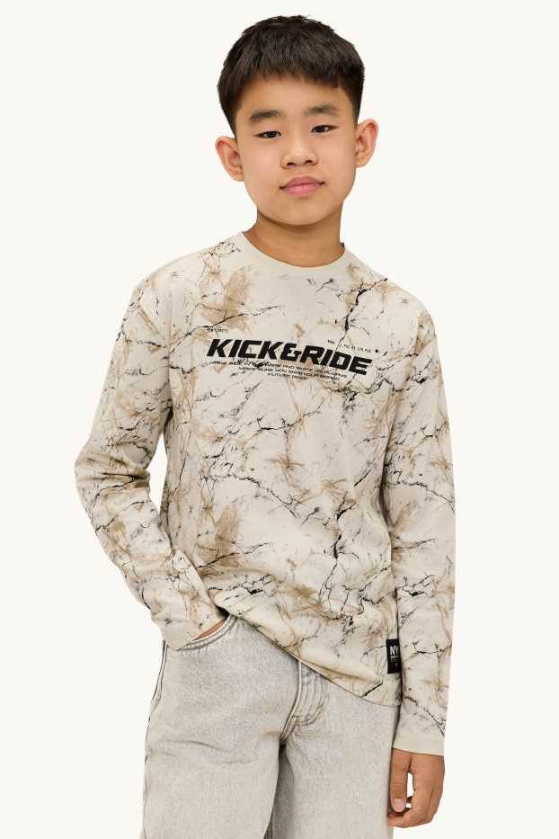 Enfants garçons - Lot de 2 - skateboard - haut à manches longues - noir / beige