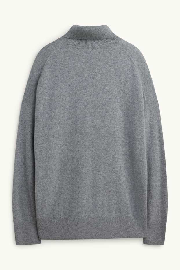 Femmes - Pull à col roulé en cachemire - gris chiné