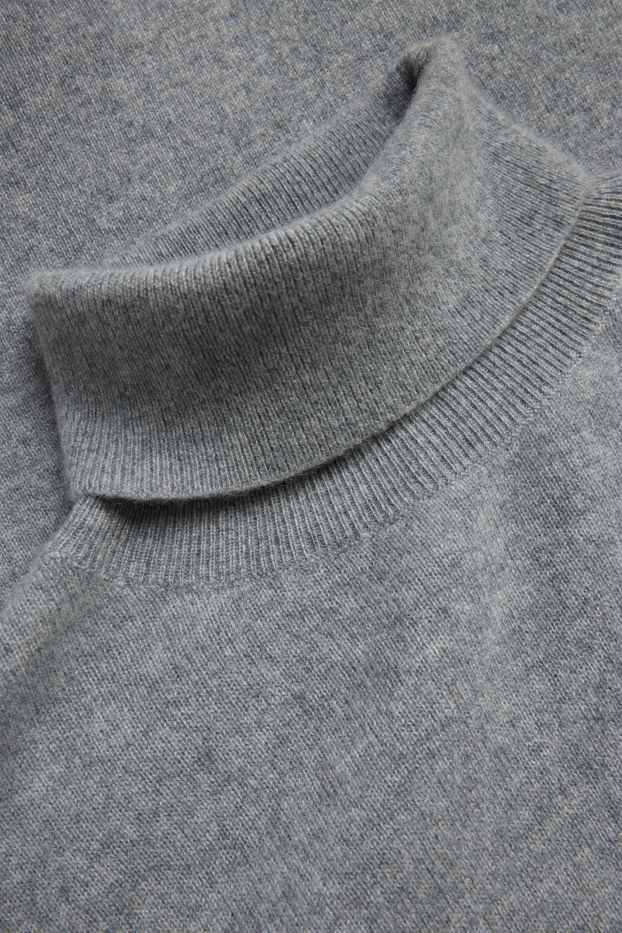 Femmes - Pull à col roulé en cachemire - gris chiné