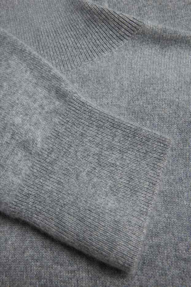 Femmes - Pull à col roulé en cachemire - gris chiné