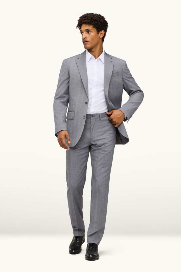Herren - Baukasten-Hose - Regular Fit - Stretch - kariert - grau