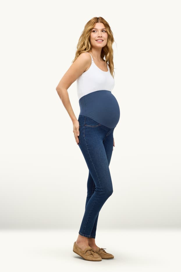 Dames - Zwangerschapsjeans - jegging jeans - jeansblauw