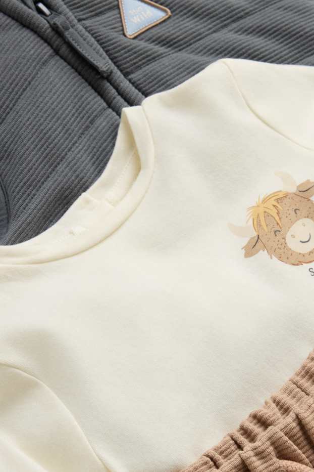 Bébés garçons - Vache - tenue bébé - 3 pièces - blanc crème