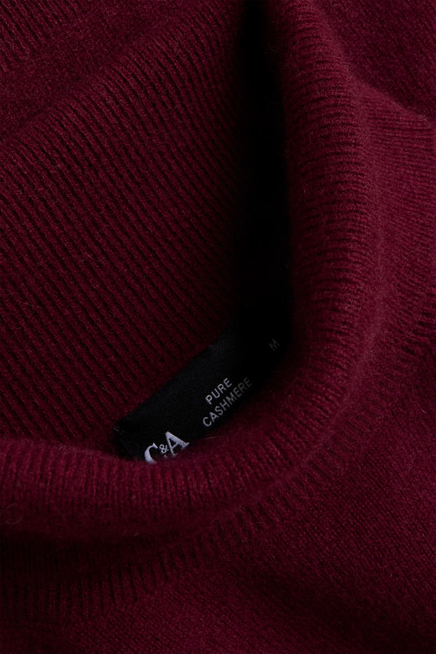 Hommes - Pull à col roulé en cachemire - bordeaux