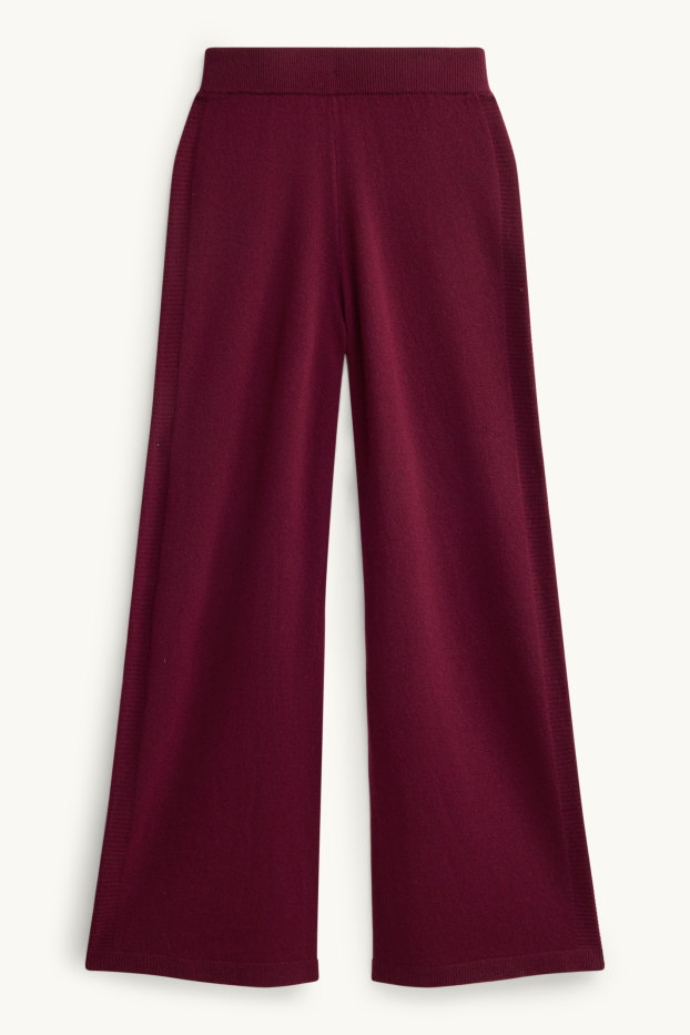 Women - Cashmere trousers - mid-rise waist - straight leg - bordeaux