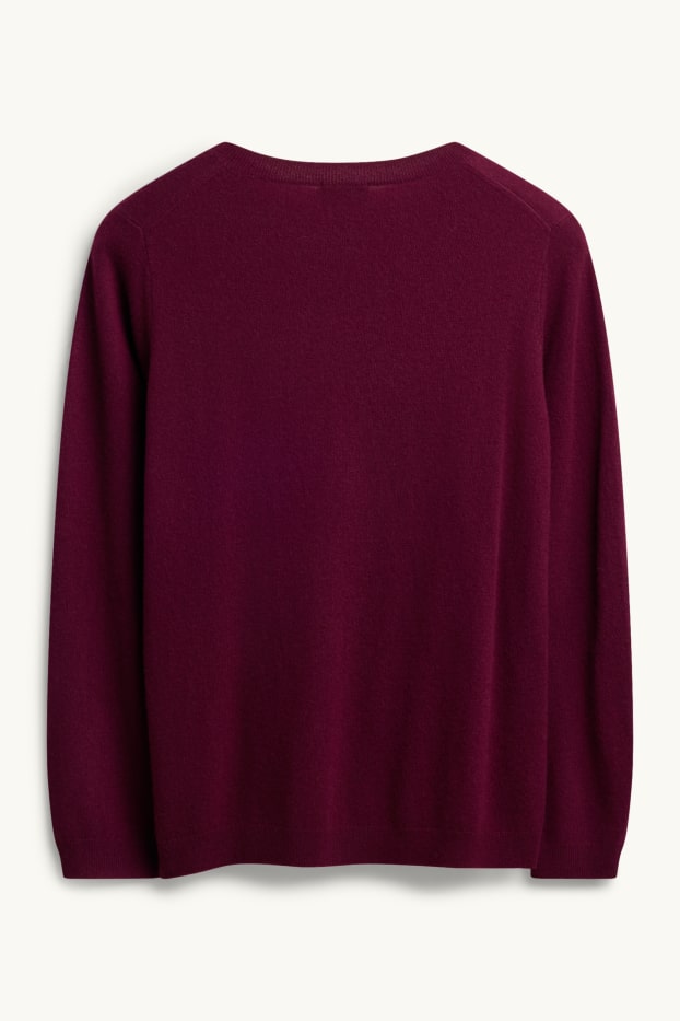 Women - Cashmere jumper - bordeaux