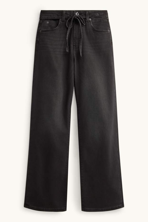 Dona - Texans wide leg - mid waist - jog denim - LYCRA® - texà gris fosc