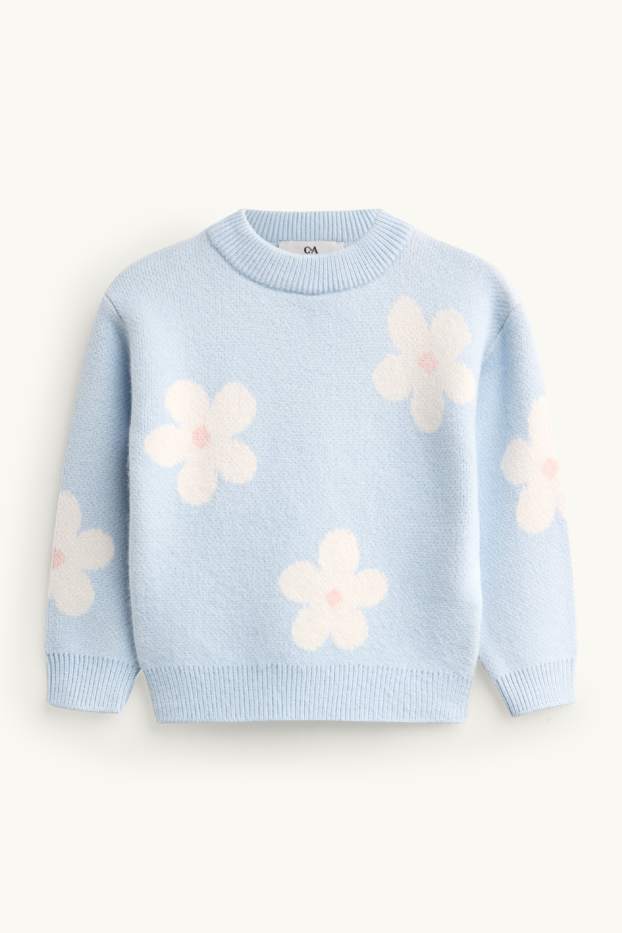 Copii - Fete - Floare - pulover - albastru deschis