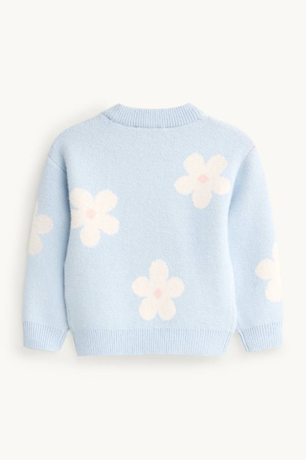Copii - Fete - Floare - pulover - albastru deschis