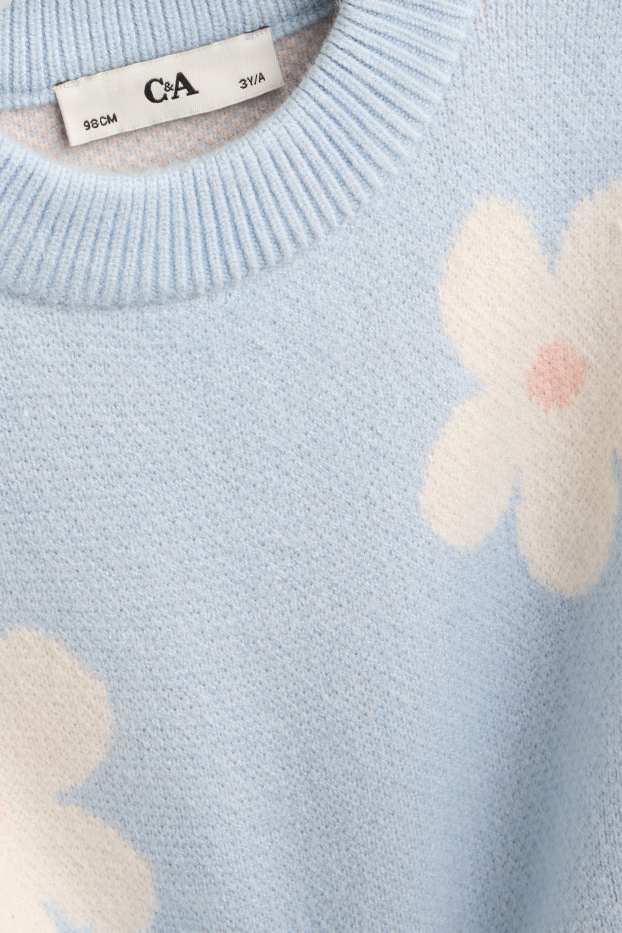 Copii - Fete - Floare - pulover - albastru deschis
