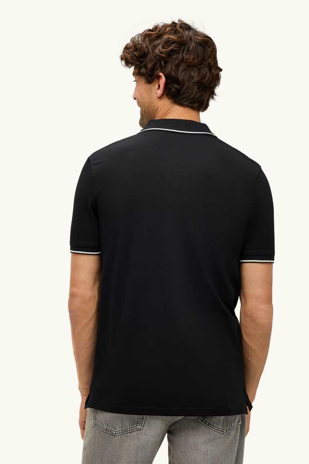 Herren - Poloshirt - Slim Fit - schwarz