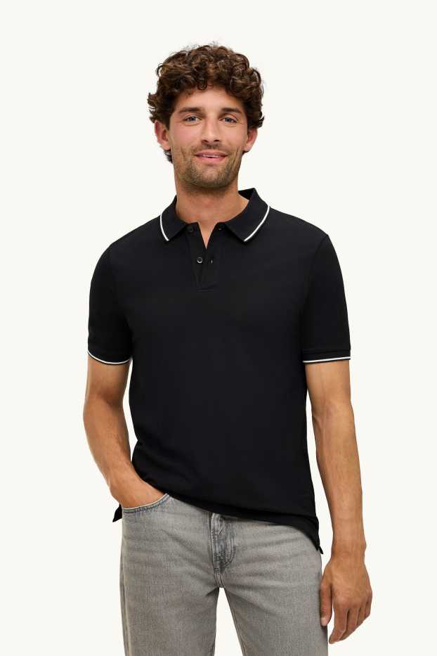 Herren - Poloshirt - Slim Fit - schwarz