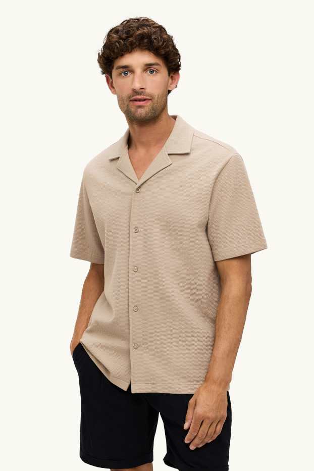 Home - Camisa - regular fit - coll solapa - beix