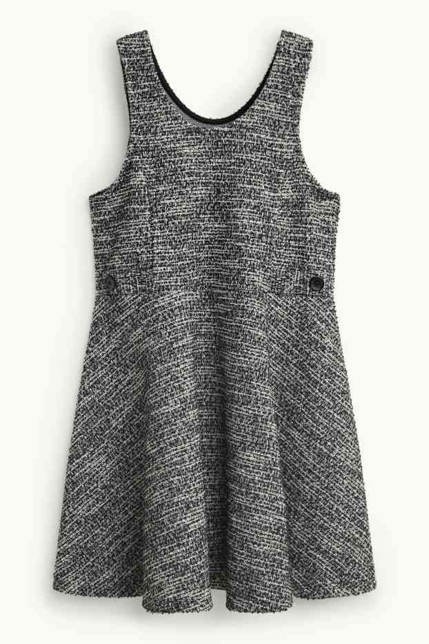 Bambine - Set - maglia a maniche lunghe, vestito bouclé e calzamaglia - 3 pezzi - nero / bianco