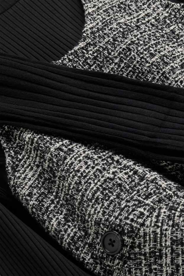 Bambine - Set - maglia a maniche lunghe, vestito bouclé e calzamaglia - 3 pezzi - nero / bianco
