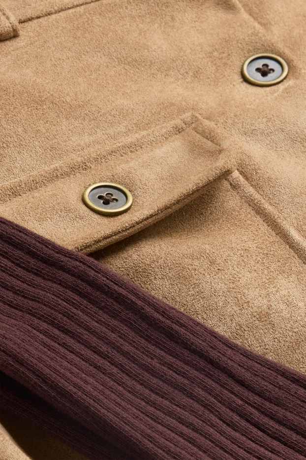 Enfants filles - Ensemble - jupe et collants - 2 pièces - faux suède - marron clair