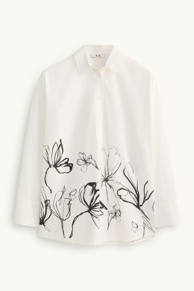 Femmes - Chemisier - à fleurs - blanc
