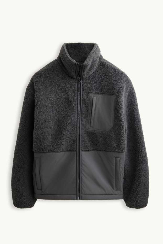 Home - Jaqueta de teixit polar - negre