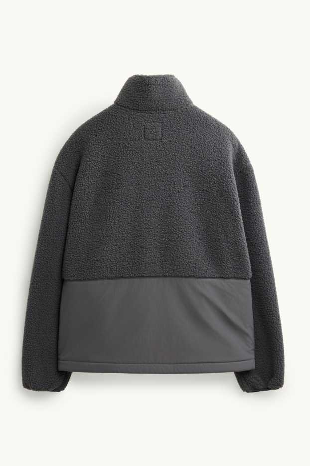 Home - Jaqueta de teixit polar - negre