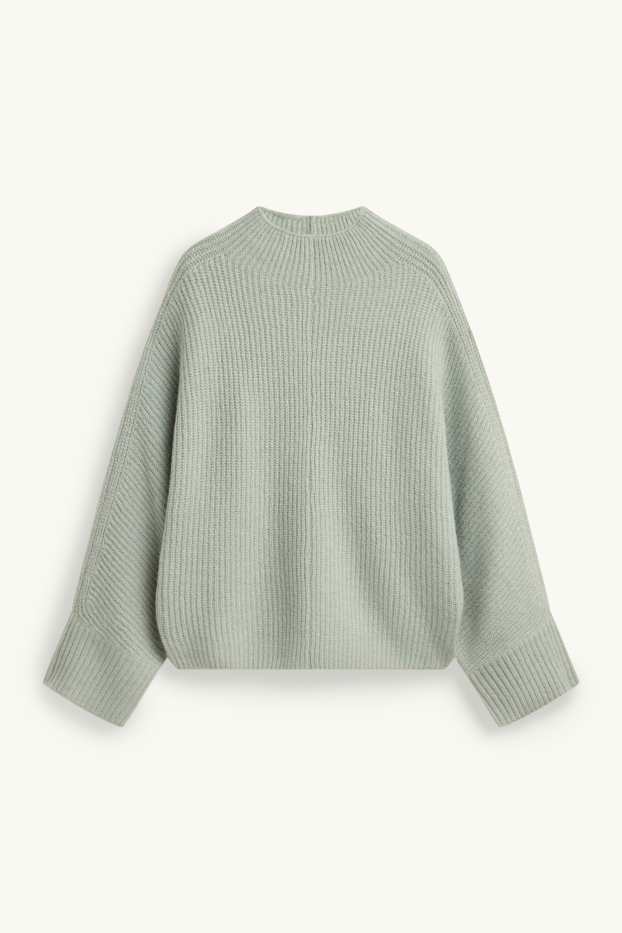 Damen - Strickpullover - gerippt - hellgrün