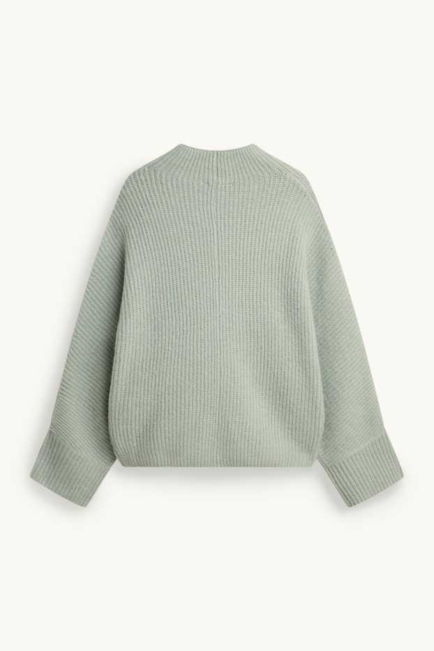 Damen - Strickpullover - gerippt - hellgrün