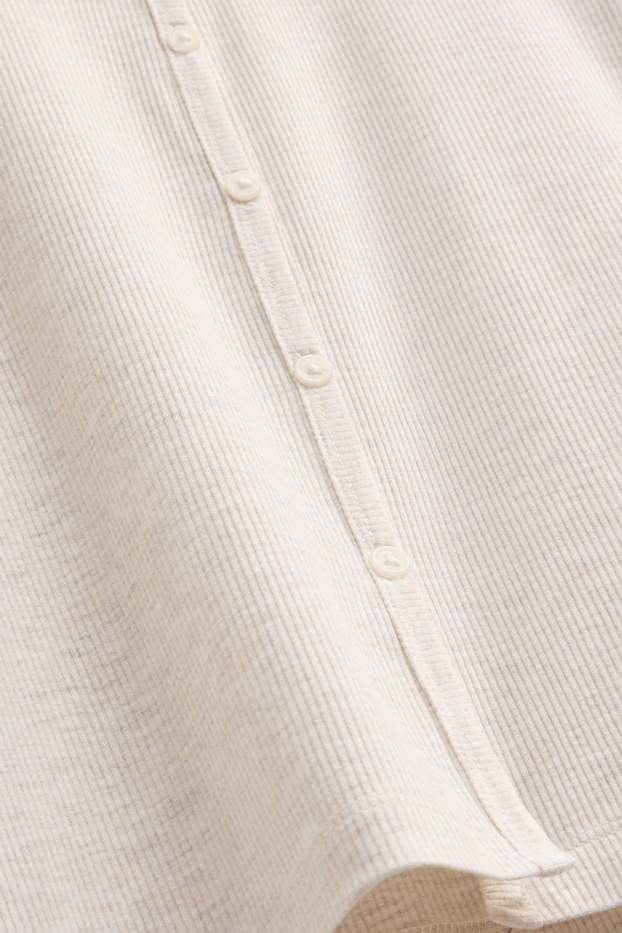 Femei - Bluză de pijama - reiată - alb-crem