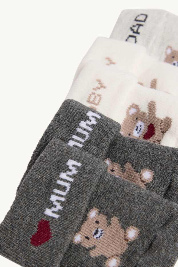 Bébés filles - Lot de 3 paires - ourson - chaussettes nouveau-né à motif - gris foncé