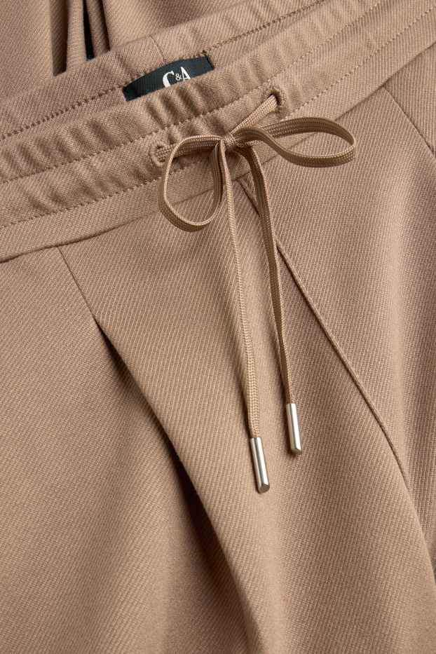 Women - Cloth trousers - mid-rise waist - tapered fit - light brown