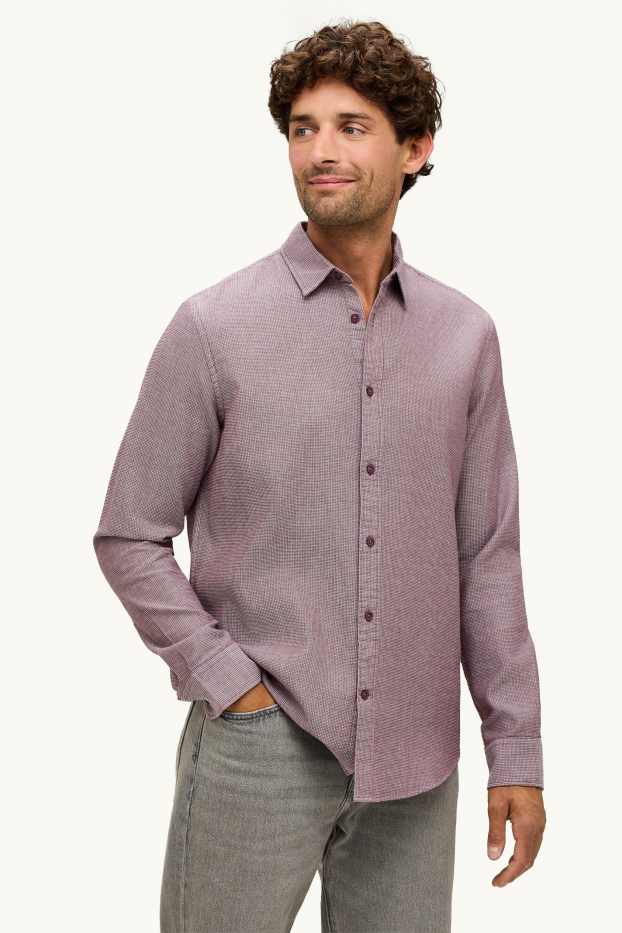 Home - Camisa - regular fit - Kent - texturada - vermell