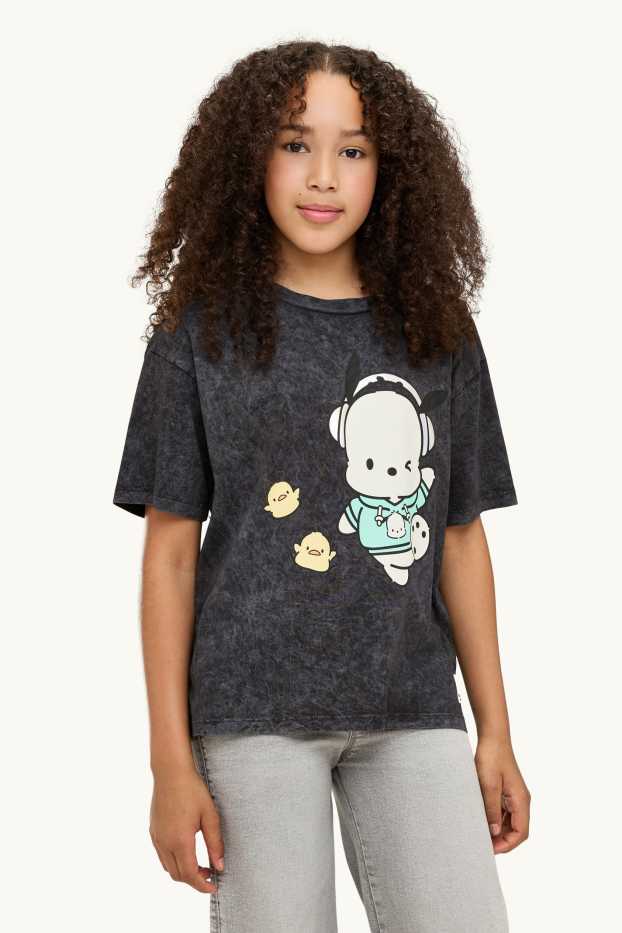 Niñas - Pochacco - camiseta de manga corta - brillos - gris oscuro