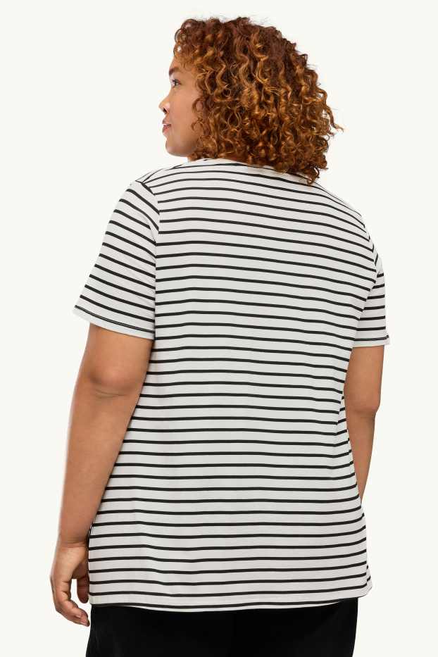 Mujer - Pack de 2 - camisetas con escote en pico - LYCRA® - blanco / negro