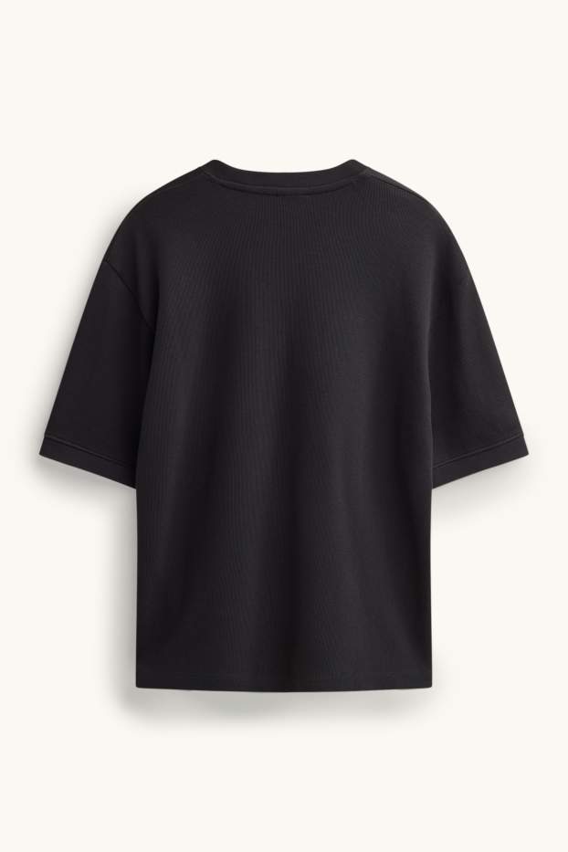 Herren - T-Shirt - Oversized - gerippt - schwarz