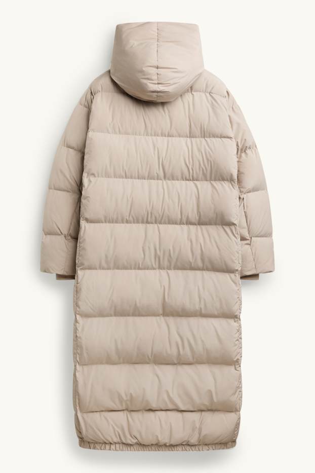 Donna - Cappotto trapuntato con cappuccio - foderato - idrorepellente - beige