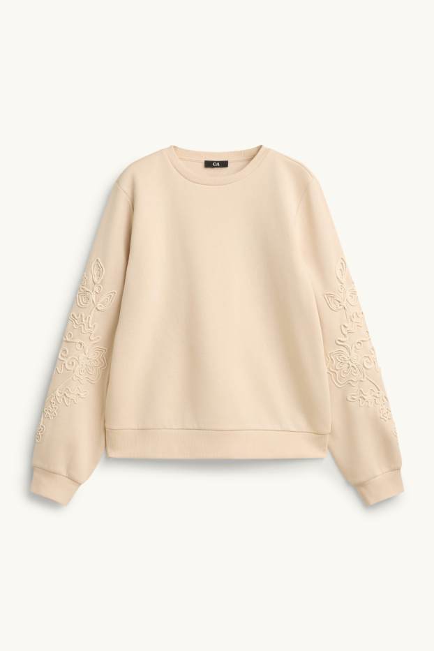Femmes - Sweat - brodé - blanc crème