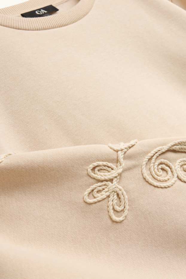 Femmes - Sweat - brodé - blanc crème