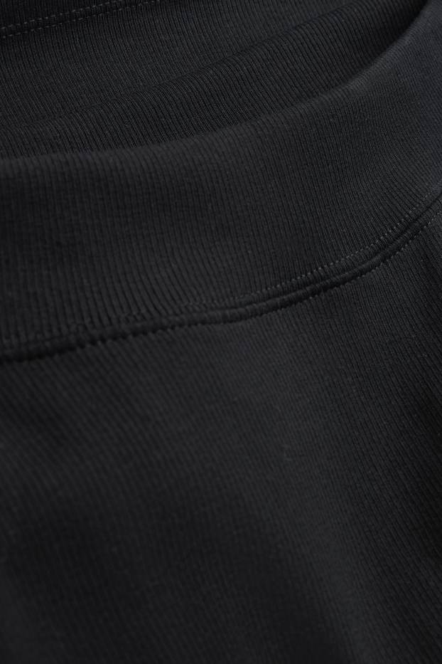 Women - Long sleeve top - slim fit - ribbed - black