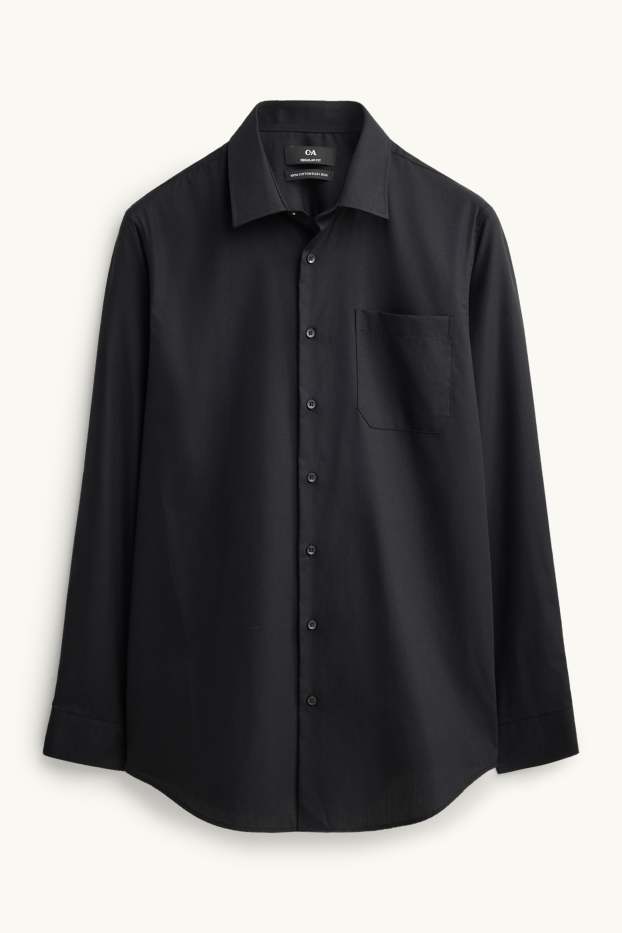 Men - Business shirt - regular fit - Kent collar - easy-iron - black
