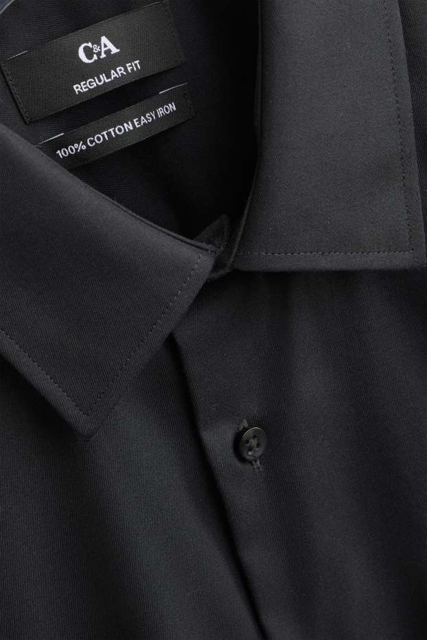 Men - Business shirt - regular fit - Kent collar - easy-iron - black