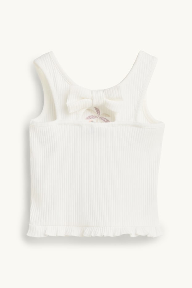 Copii - Fete - Palmier și flamingo - set - top și pantaloni de stofă - 2 piese - alb / roșu