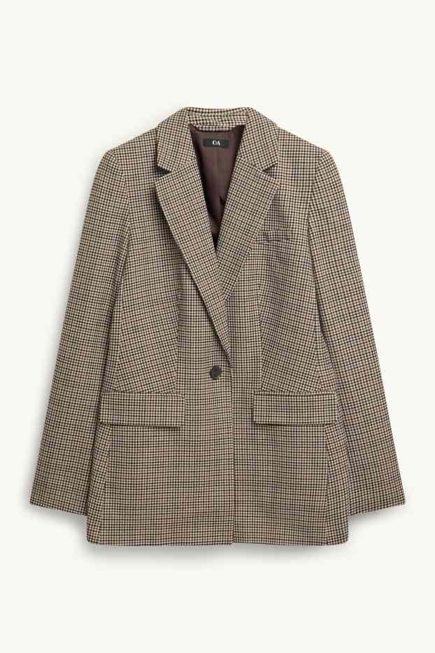 Damen - Business-Blazer - Regular Fit - kariert - beige / braun