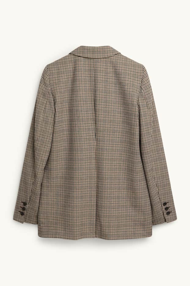 Damen - Business-Blazer - Regular Fit - kariert - beige / braun