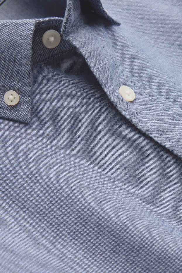 Herren - Hemd - Regular Fit - Button-down - blau-melange