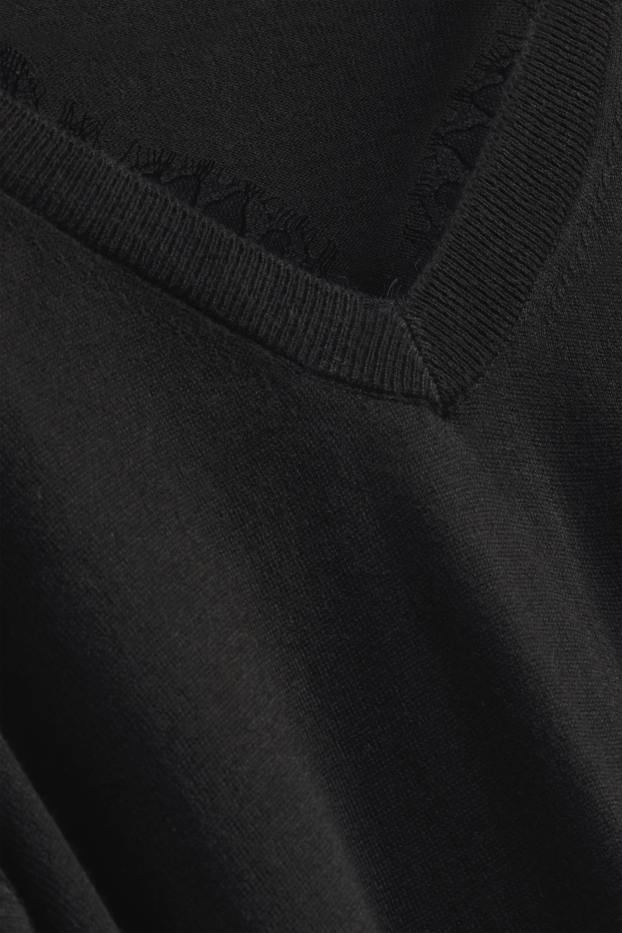 Damen - Pullover mit V-Ausschnitt - schwarz