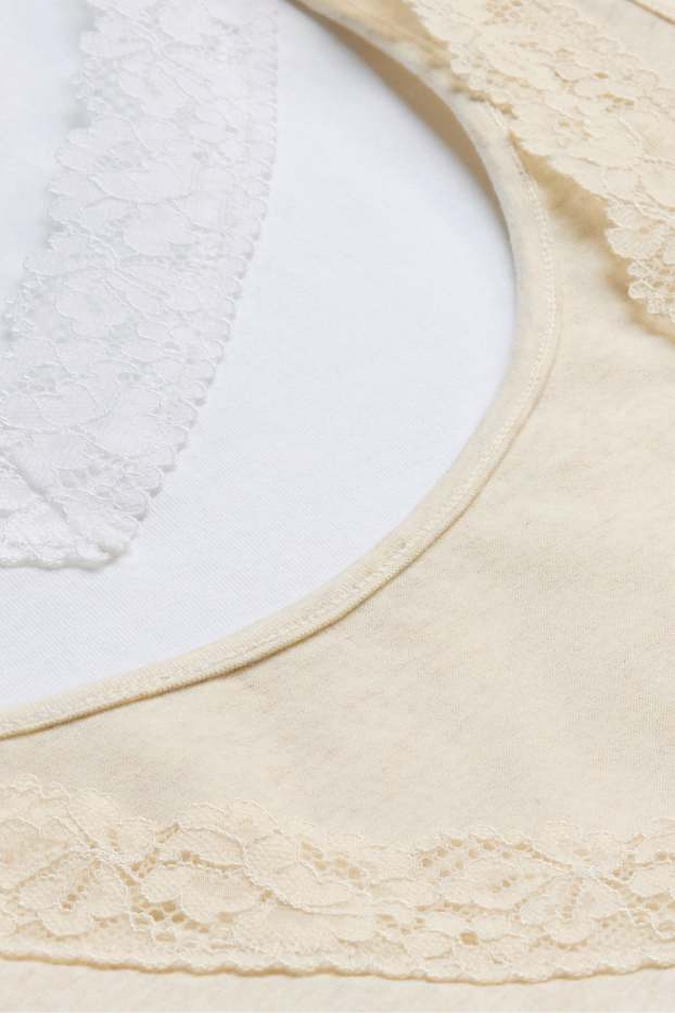 Dames - Set van 2 - hemdje - wit / beige