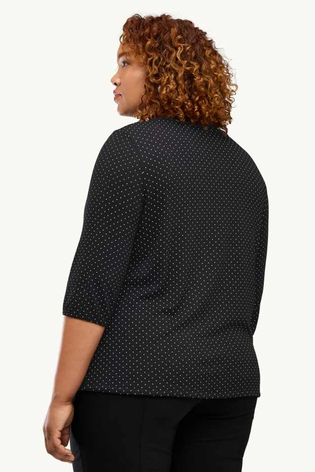 Donna - Maglia a maniche lunghe - a pois - nero / bianco