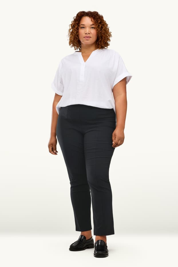 Mujer - Pantalón de tela - high waist - straight fit - LYCRA® - negro