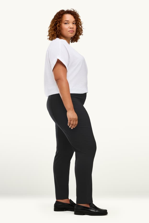 Mujer - Pantalón de tela - high waist - straight fit - LYCRA® - negro