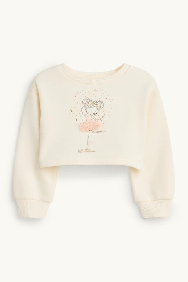 Children Girls - Ballerina - set - dress and sweatshirt - 2 piece - cremewhite